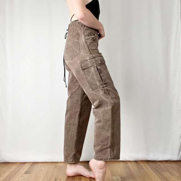 Vintage Cargo Carpenter High Rise Straight Leg Rigid Pants Denim Jeans Trousers - Picture 6 of 11